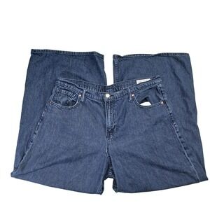Gap Baggy Mid Rise Jeans Dark Rinsed Wide Leg Blue Denim 32/14R 484999-00